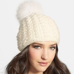 Kyi Kyi Genuine Fox Pompom Hat
